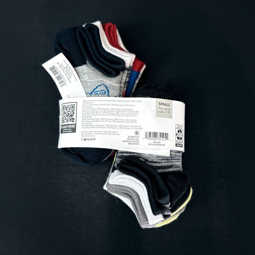 Members Mark Kids No Show Socks 10-Pack Toe Seam Non Slip Multi Color Kids 7-10 - Picture 2 of 6